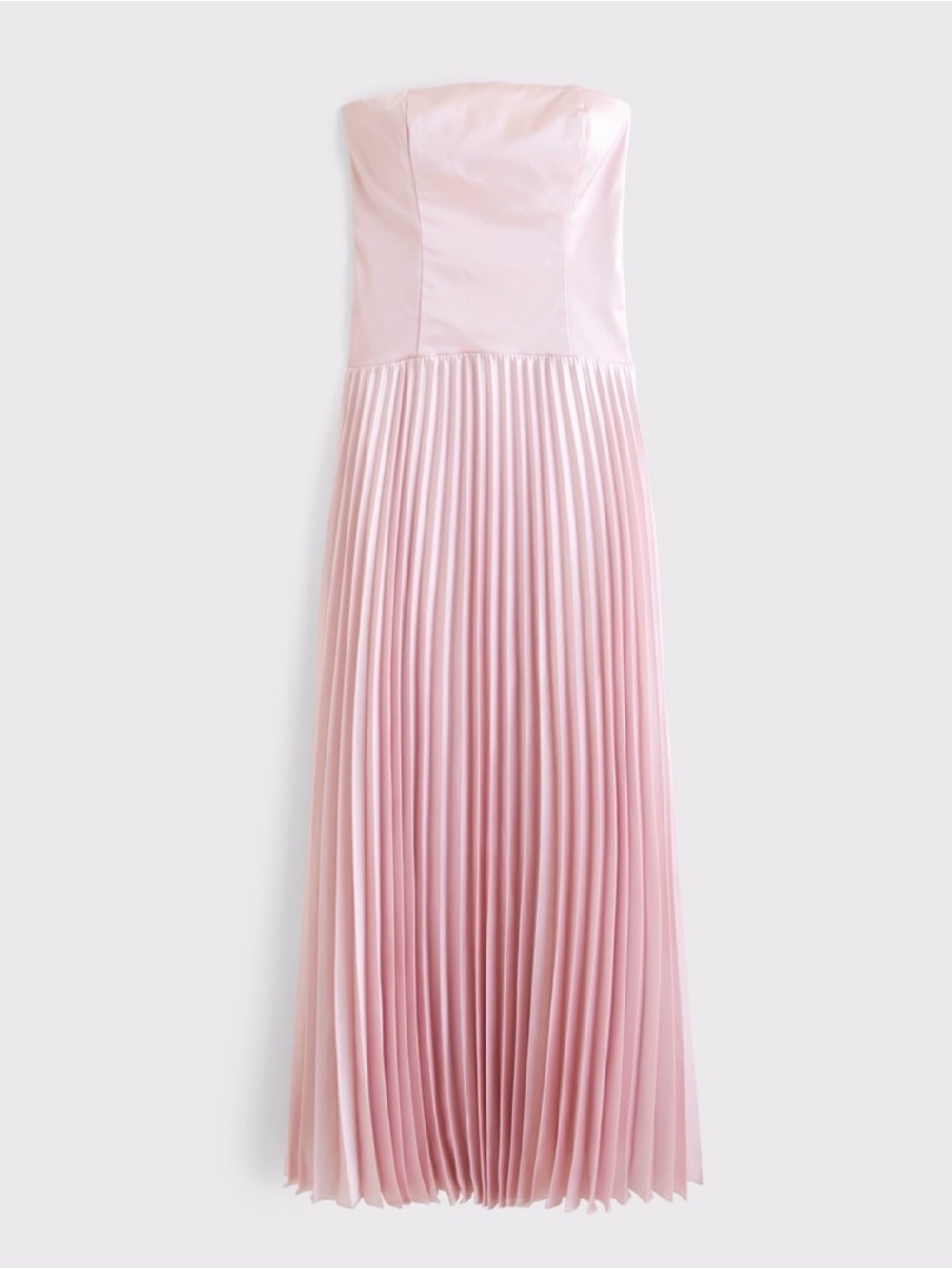 Giselle Drop-Waist Strapless Pink Pleated Maxi Dress
